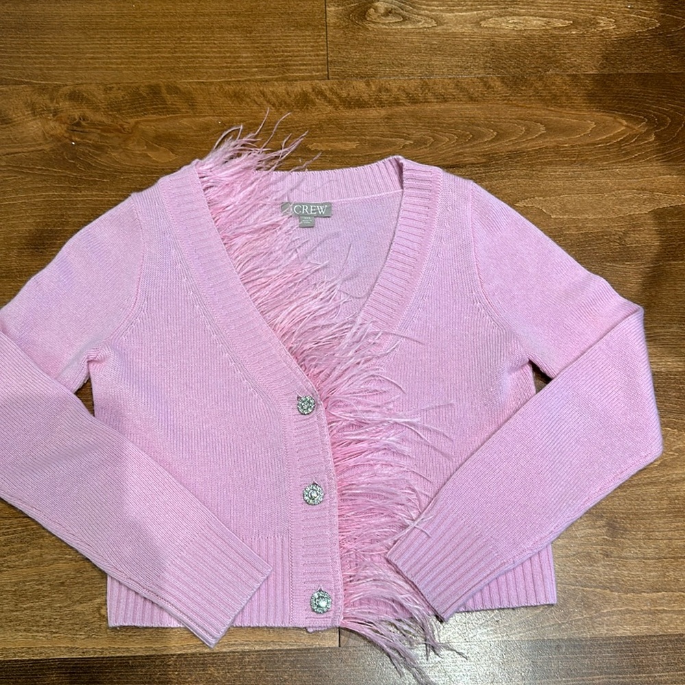JCrew pink wool 80% cashmere 20% crop sweater